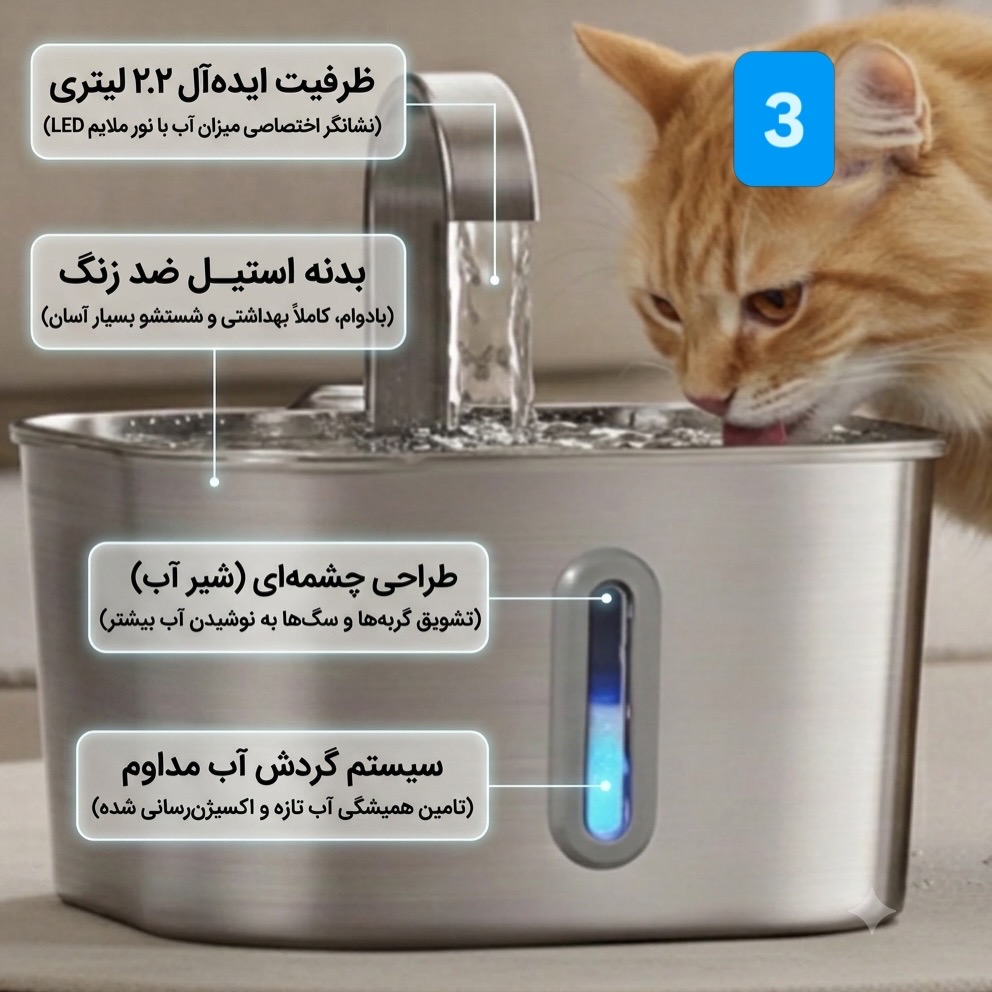 آبخوری استیل گربه